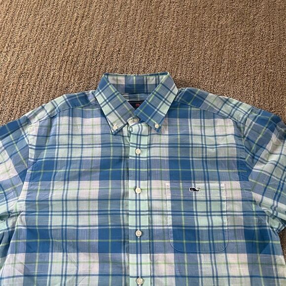 Vineyard Vines Blue and Green Plaid Button Down Tucker Shirt - Picture 5 of 11